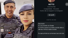Gisele Alves Santana e o tenente-coronel Geraldo Neto - Imagem: Reprodução