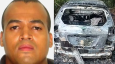 Carro do cabo Santana foi encontrado totalmente queimado - Imagem: Divulgação | PMSP