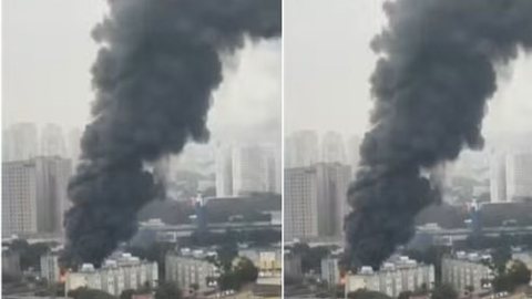 Equipes de resgate buscam possíveis vítimas após o incêndio que atingiu uma residência na Zona Norte de São Paulo - Imagem: Reprodução