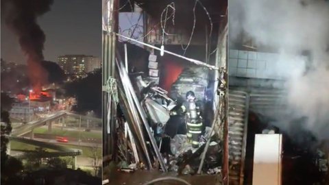 Equipes de emergência atuaram no rescaldo do incêndio, que causou transtornos aos moradores da área afetada - Imagem: Reprodução