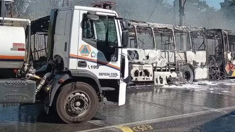 A suspeita é de que uma falha elétrica tenha causado o incêndio, que levou à interdição temporária de uma faixa da via - Imagem: Reprodução/Thiago Menezes da Silva/Arquivo pessoal