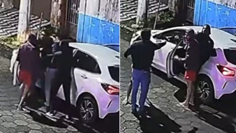 Os assaltantes exigiram a senha do celular da vítima e revistaram o homem antes de fugirem com o automóvel - Imagem: Reprodução