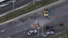 Reparos em bueiro afetam o fluxo de veículos na zona norte da capital - Imagem: Reprodução | TV Globo