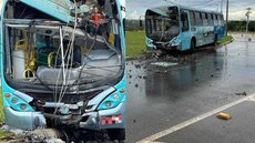 Ônibus colide em poste de energia e deixa motorista ferido - Imagem: Reprodução/ CBMDF
