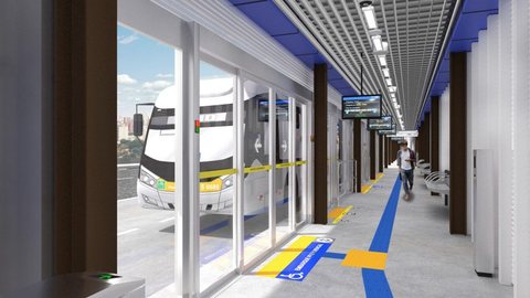 Ilustração do projeto de pré-embarque de passageiros na nova BRT Radial Leste - Imagem: reprodução/SPTrans