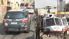 Operação mobiliza equipes especiais como Canil e Helicóptero Águia - Imagem: Reprodução | Band