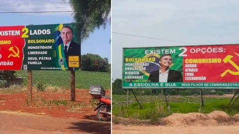 Outdoors pró-Bolsonaro e que associam esquerda a crimes são instalados pelo país - Imagem: reprodução Twitter