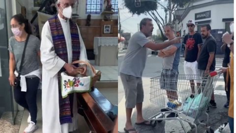VÍDEO - Padre Júlio tem missa interrompida por homem aos gritos: "Protege vagabundo" - Imagem: reprodução