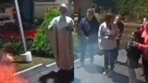 Padre viraliza após momento inesperado durante ritual religioso; veja vídeo - Imagem: reprodução Instagram