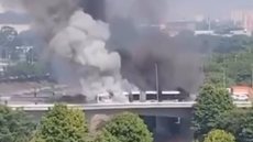 Pane provoca incêndio em ônibus na Ponte Aricanduva - Imagem: Reprodução / Redes Sociais