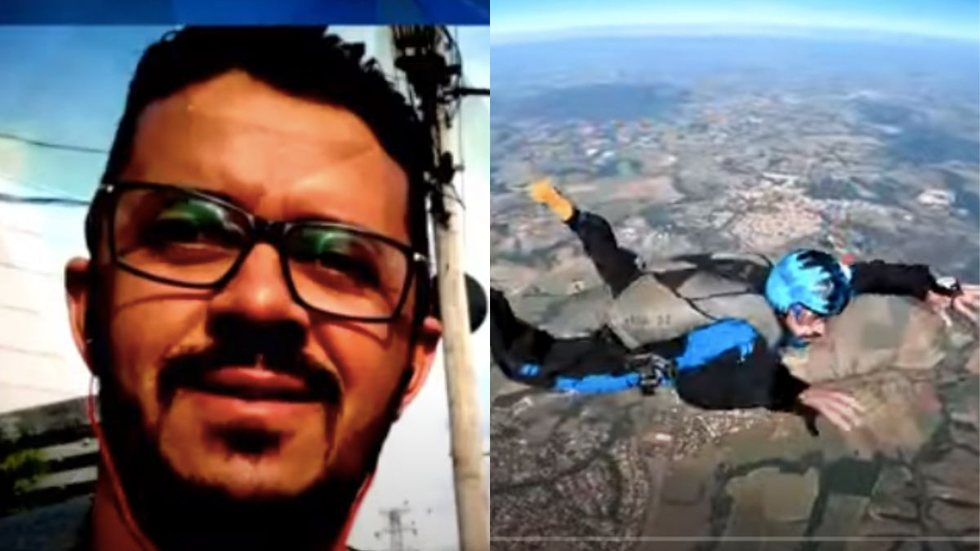 Homem cai de paraquedas logo após salto no Recreio; vídeo Jornal