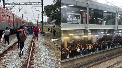 Circulação foi suspensa entre as estações Brás e Calmon Viana - Imagem: Reprodução / X / @gustavobritu / @apchzz