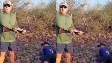 Pescadores são ameaçados de morte por dono de fazenda portando uma espingarda; vídeo - Imagem: Reprodução/Twitter @4i20Luizinho