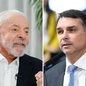 Lula lidera as intenções de voto no primeiro turno, enquanto as simulações de segundo turno apontam disputas em empate técnico com Flávio Bolsonaro, Romeu Zema e Ronaldo Caiado. - Imagem: Ricardo Stuckert/PR e Andressa Anholete/Agência Senado
