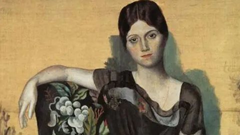 Retrato de Olga em uma poltrona, 1917–1918 | O pintor, após a fragmentação, reencontra a beleza possível - Imagem: Reprodução