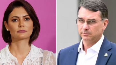 Flávio Bolsonaro se desculpa publicamente e tenta pacificar a situação após críticas de Michelle sobre desrespeito em discussões - Imagem: Reprodução/ Adriano Machado/Reuters e Evaristo Sá/AFP
