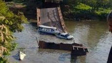 Três pessoas morrem após desabamento de ponte na BR-319, no Amazonas - Imagem: reprodução grupo bom dia