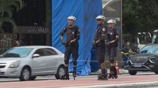 GCMs de patins na Avenida Paulista - Imagem: Reprodução / SPTV