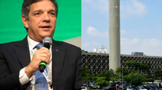 O secretário Caio Paes e o prédio da Prodesp - Imagem: Reprodução