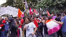 Protesto de estudantes da USP, Unesp e Unicamp terminou em confronto com a PM e confusão envolvendo vereadores no Centro de São Paulo - Imagem: Reprodução