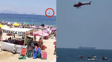 Momento em que o ultraleve cai no mar em Copacabana - Imagem: Reprodução | Redes Sociais