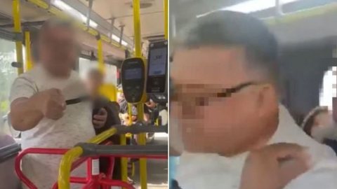 Homem é retirado de coletivo após insultos racistas contra motorista na Zona Oeste do Rio - Imagem: Reprodução/Redes Sociais
