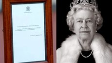 Comunicado da morte da rainha Elizabeth II pendurado nos portões do palácio de Buckingham, Londres - Imagem: reprodução redes sociais