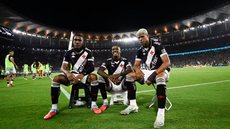 Rayan, Robert Renan e Cauan Barros na comemoração do gol Vasco contra o Fluminense na Copa do Brasil - Foto: André Durão