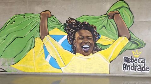 Rebeca Andrade ganha grafite em estação da CPTM - Imagem: Reprodução / CPTM