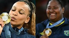 Ouro olímpico de Rebeca Andrade e Beatriz Souza - Imagem: Reprodução | X (Twitter) - @AFPnews