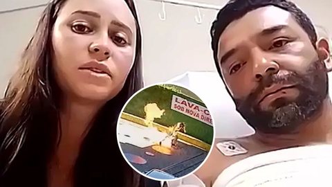 Grávida, esposa de motorista incendiado por frentista dá relato de partir o coração - Imagem: reprodução TV Globo