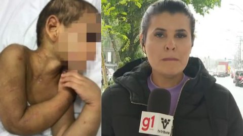 Repórter chora ao vivo ao dar notícia sobre criança espancada pela mãe - Imagem: reprodução TV Tribuna
