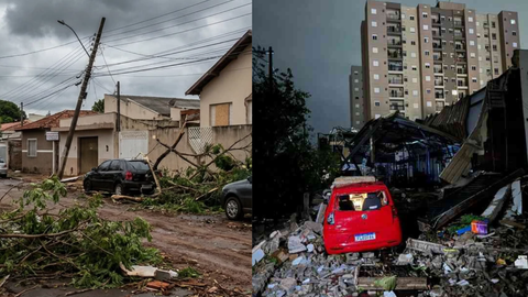Equipes seguem atuando na remoção dos estragos deixados pelos ventos. - Imagem: Reprodução | Redes Sociais