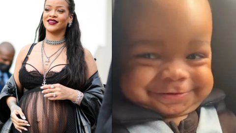 Rihanna encantou os fãs ao mostrar um vídeo com seu bebê, de 7 meses - Imagem: reprodução/Facebook e Instagram @badgalriri