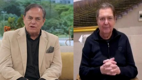 Faustão reapareceu na programação da TV Globo durante o Encontro e emocionou o público ao prestar uma homenagem ao amigo Ronnie Von, relembrando mais de cinco décadas de amizade. - Imagem: Reprodução / Globo