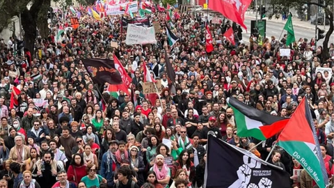 Solidariedade à Palestina marca protesto no centro da capital - Imagem: Reprodução | Redes Sociais