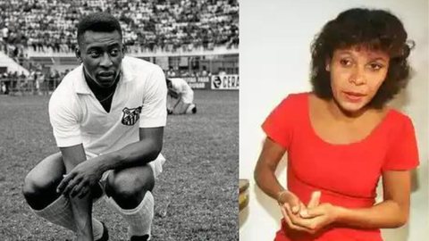 Pelé e Sandra Regina. - Imagem: Divulgação / Santos FC | Reprodução / TV Record
