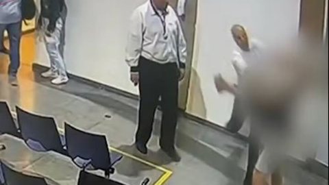 Caso ocorreu na madrugada de quarta (21) no Hospital de Urgência do município - Imagem: Reprodução / Câmera de Segurança