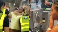 Segurança de estação aplica golpe contra homem negro no Metrô de São Paulo - Imagem: reprodução Twitter I @wandersondutch