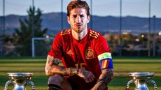 Na publicação, Ramos colocou diversas fotos suas com a camisa da seleção espanhola e preparou um longo texto de despedida - Imagem: reprodução/Twitter @B24PT
