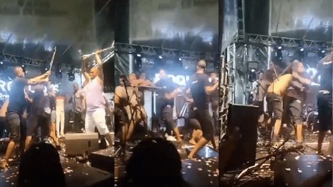 Fãs gravaram briga entre integrantes da banda Psirico e do grupo Samba Trator - Imagem: reprodução/Facebook