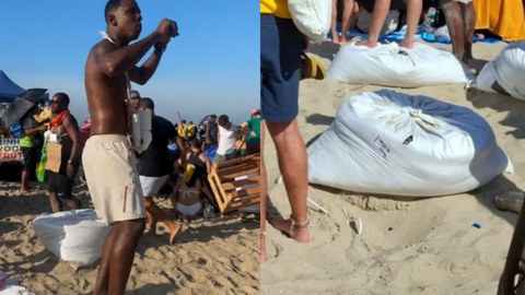Na disputa por visão do palco, até saco de areia vira camarote - Imagem: Marcia Foletto