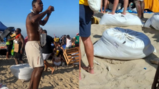 Na disputa por visão do palco, até saco de areia vira camarote - Imagem: Marcia Foletto