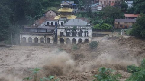 Sobe para 193 o número de mortos em inundações no Nepal - Imagem: Reprodução / BlueSky / ‪@turmbuchoch.bsky.social