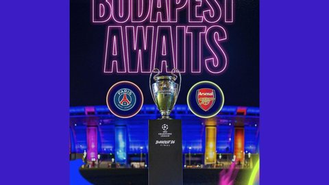 PSG tenta conquistar seu segundo título consecutivo, enquanto Arsenal busca seu primeiro troféu na Champions League após 22 anos - Imagem: Reprodução/Instagram/championsleague