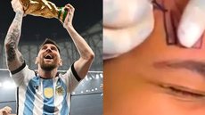 Torcedor fanático tatua 'Messi' na testa e viraliza nas redes; veja vídeo - Imagem: reprodução Twitter