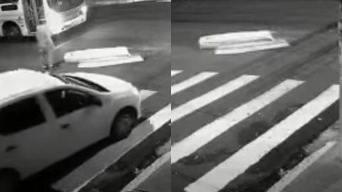 Em Ribeirão Preto, um taxista contou que encontrou um caixão no meio do cruzamento. - Imagem: reprodução I G1