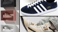 Tênis da Adidas e New Balance são tendências para visuais estilosos e descolados - Imagem: Reprodução/Instagram @adidasbrasil; @adidasgazelle; @bouncewear
