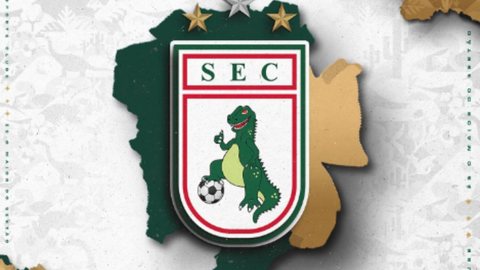O Sousa-PB tem o apelido de Dinossauro, leva o animal como mascote e no escudo do time - Imagem: Reprodução/Instagram @sousa_ec