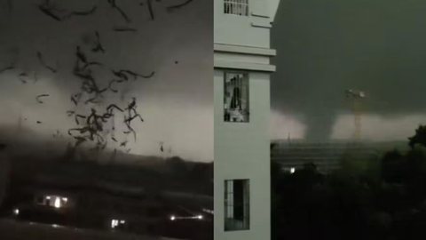 Tornado devastador em Guangzhou. - Imagem: Reprodução / X (twitter)